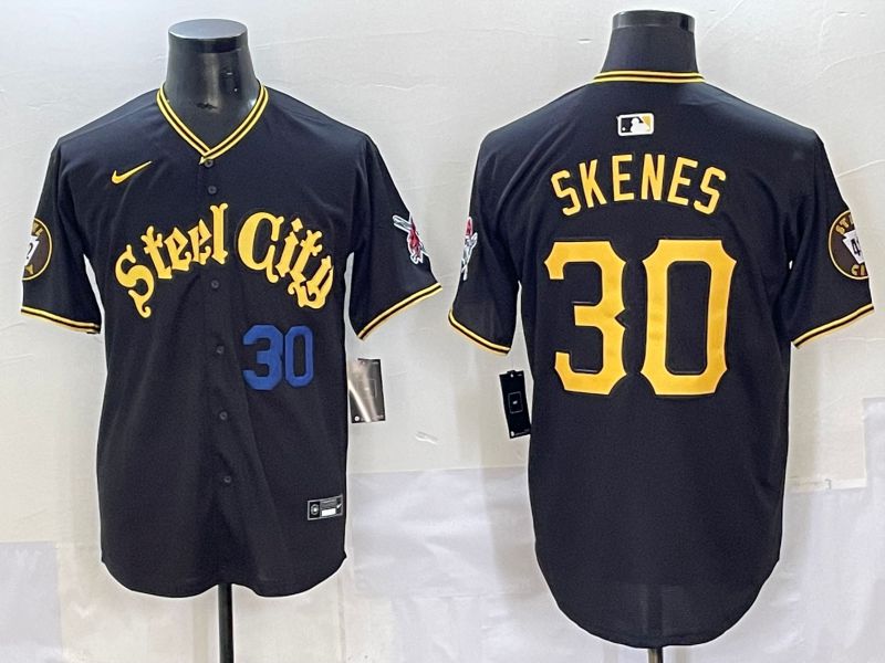 Men 2025 Pittsburgh Pirates #30 Skenes Black Game Nike MLB Jersey style 7153